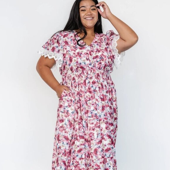 Baltic Born Dresses & Skirts - Baltic Born Aliyah Pink Floral Lace Sleeve Dress Sz 3XL